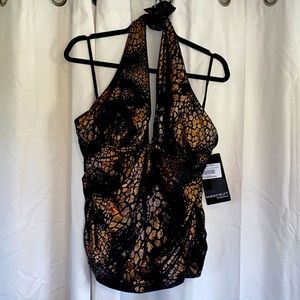 NWT Magicsuit Halter Tankini Swimsuit Top. Padded cups. Size 16.